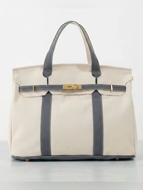 Boatkin Canvas Two-Tone Bag - Blue Gray with Gold Hardware